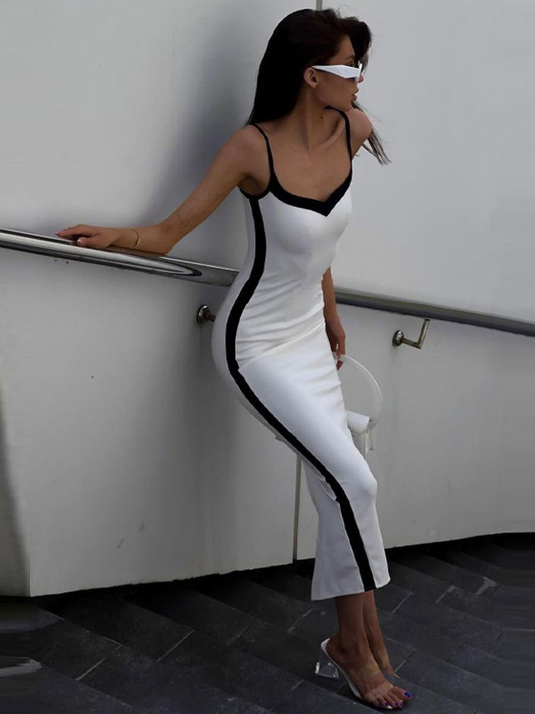 

LULU & SKY Slit Bodycon Dress, White