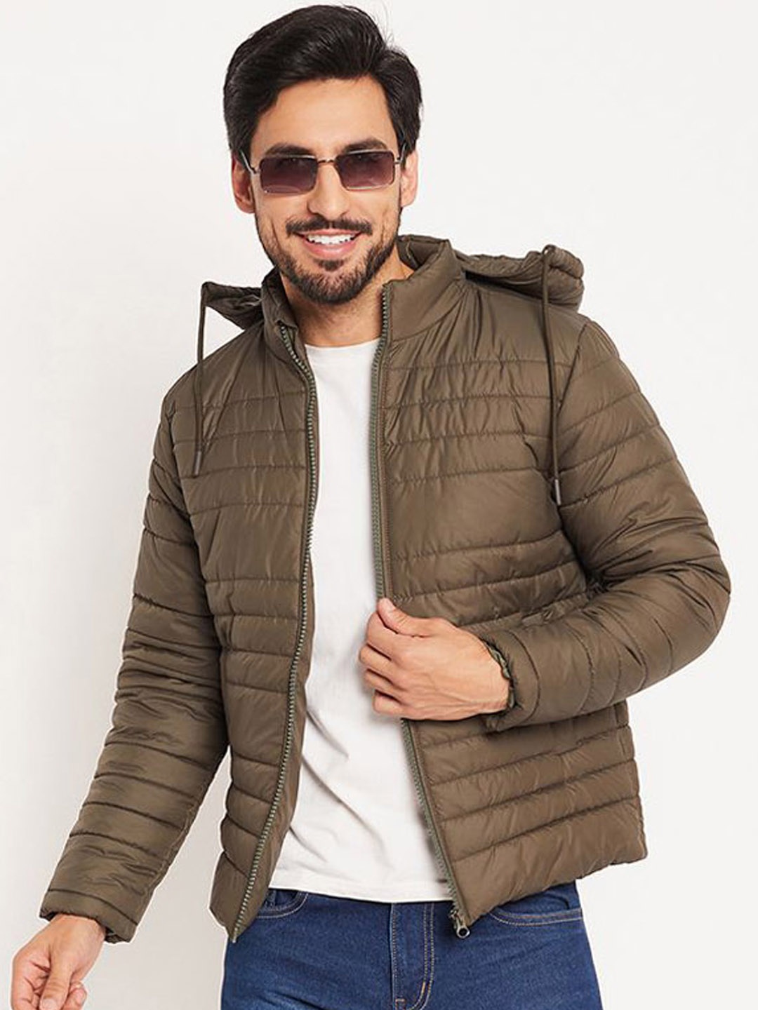 

VERO AMORE Men Solid Hooded Quilted Jacket, Olive