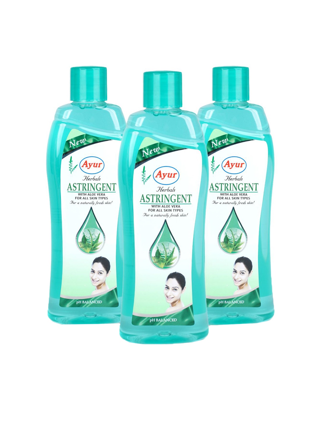 

AYUR HERBALS Set Of 3 Astringent After Shave Lotion With Aloevera-200ml Each, Turquoise blue