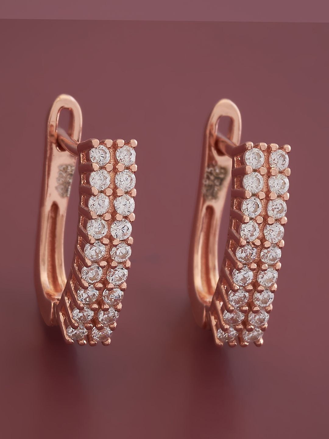 

Kushal's Fashion Jewellery Sterling Silver Cubic Zirconia Gold-Plated Hoop Earrings, Rose gold