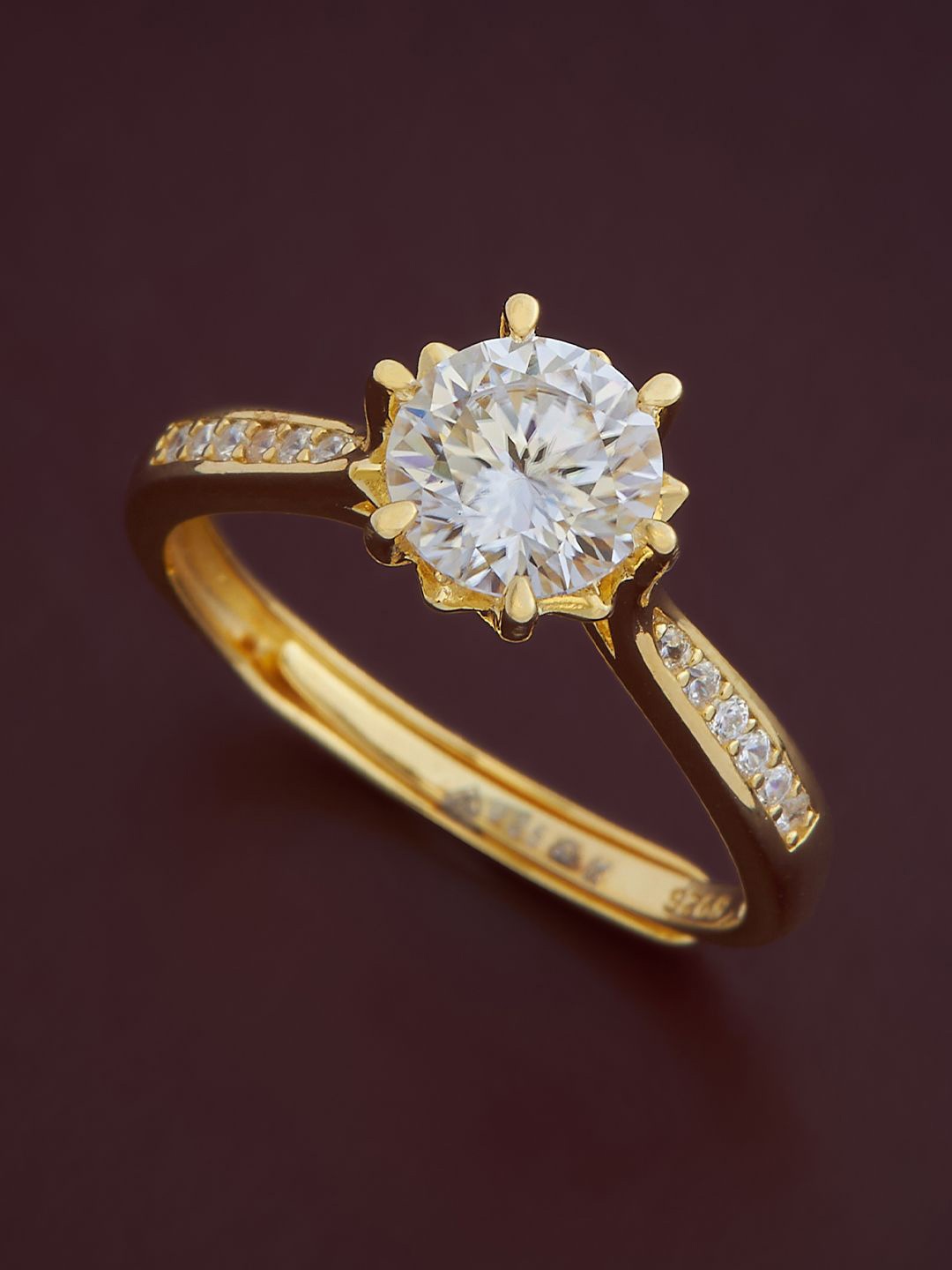 

Kushal's Fashion Jewellery Sterling Silver Cubic Zirconia Gold-Plated Finger Ring
