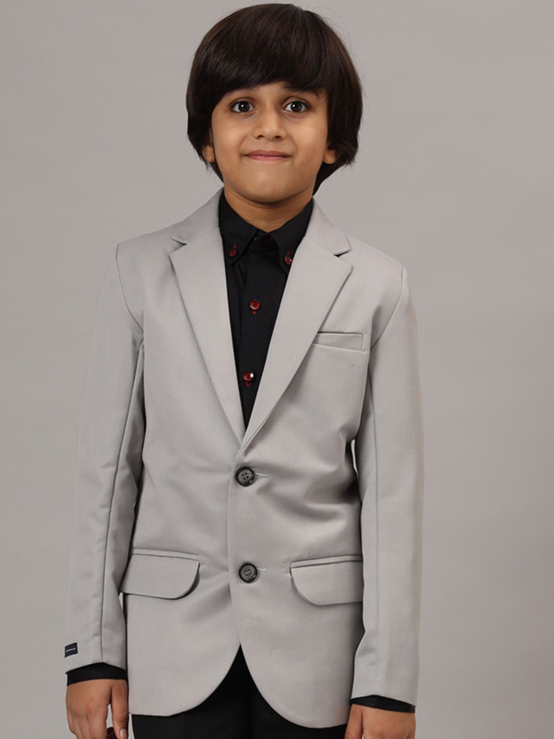 

TAHVO Boys Single-Breasted Notched Lapel Blazers, Grey
