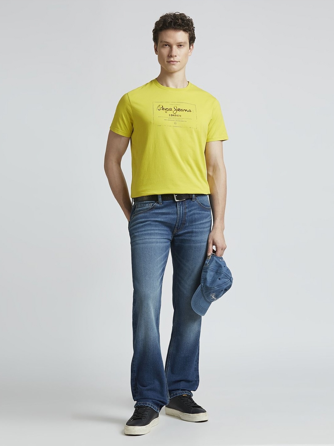 

Pepe Jeans Men Typography Printed Round Neck Cotton Slim Fit T-shirt, Yellow