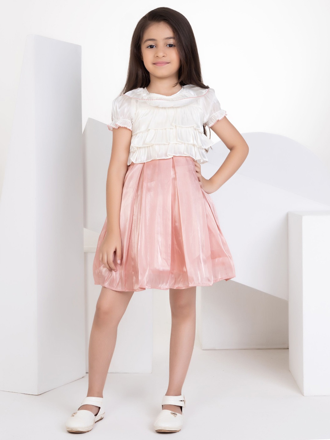 

Peppermint Solid Fit & Flare Dress, Peach
