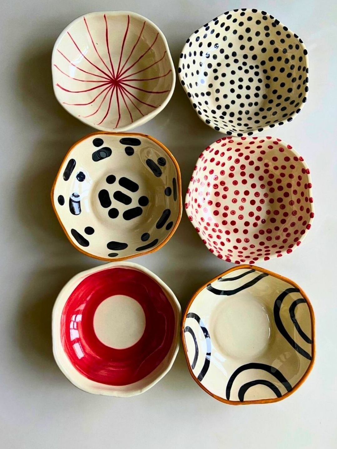 

WEAVING HOMES Red & Cream-Coloured 6 Pieces Printed Ceramic Serving Bowl