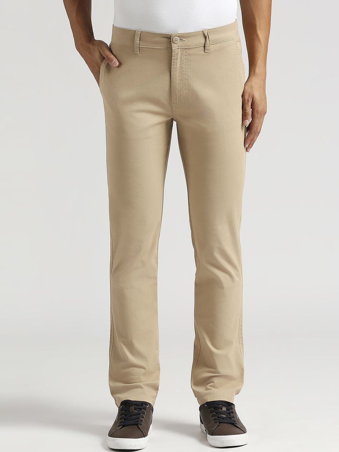 

Pepe Jeans Men Straight Mid Waist Fit Trousers, Khaki