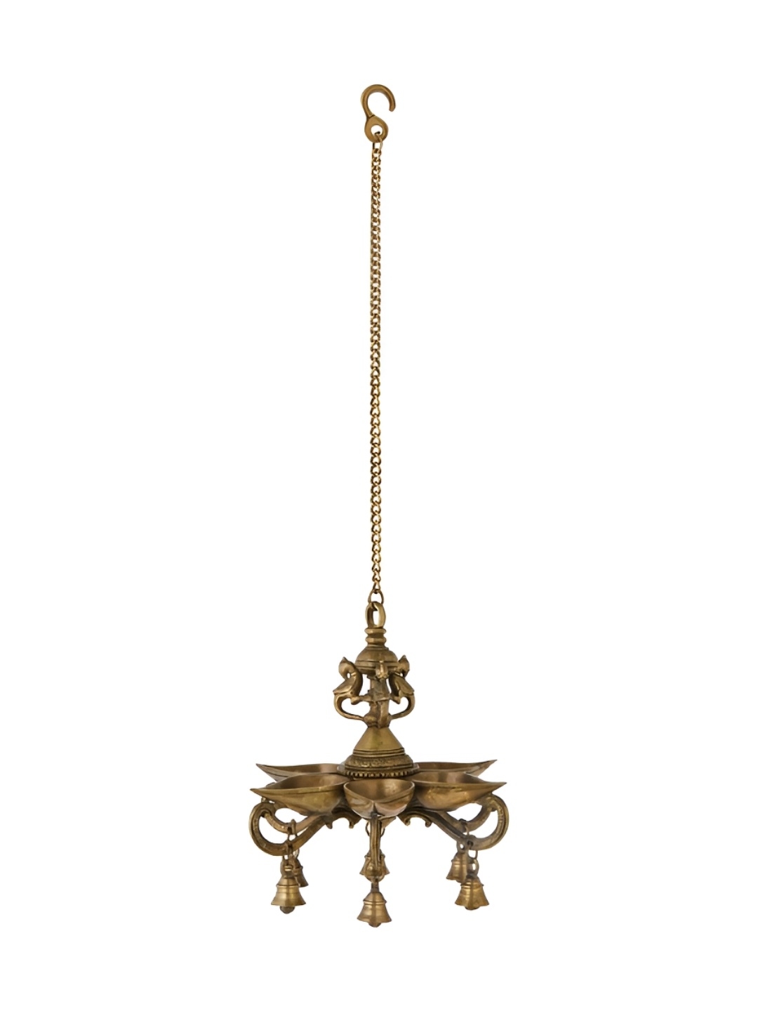 

Fabindia Mehnoor GoldToned Metal Hanging Bird Oil Lamp, Gold