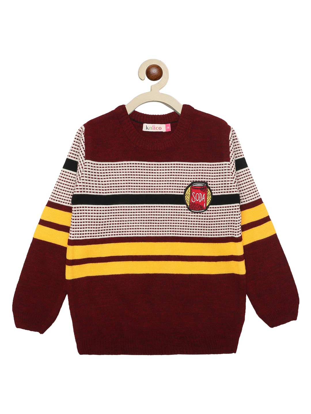 

KNITCO Unisex Kids Striped Pullover, Maroon