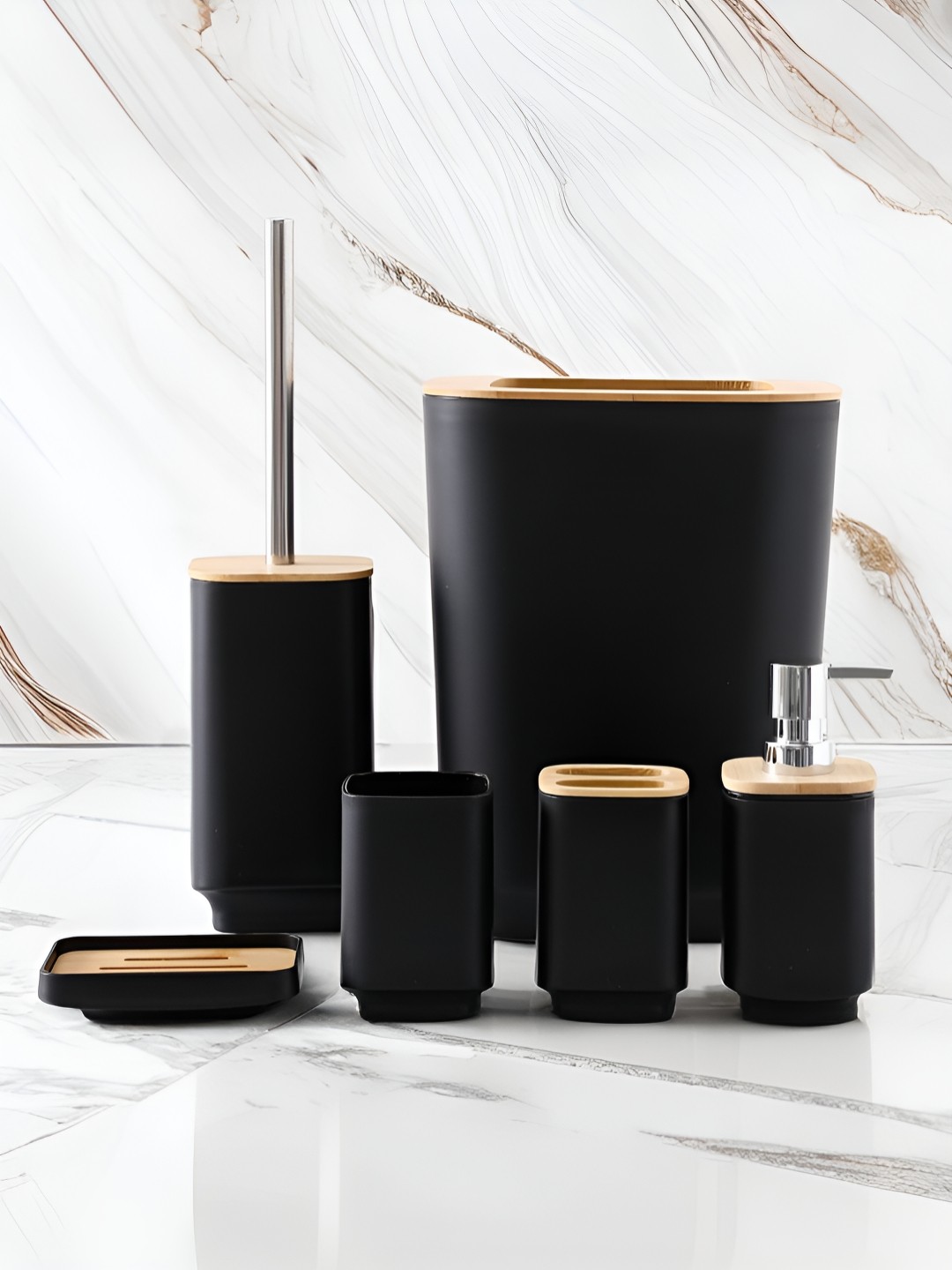 

UMAI Black & Brown 6 piece Ceramic Bath Accessories Set