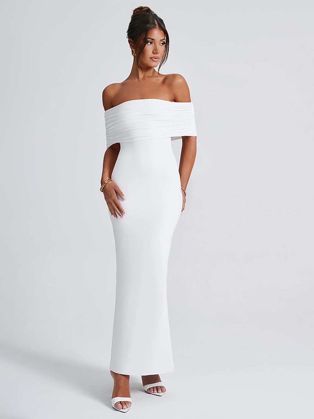 

LULU & SKY Women Off-Shoulder Maxi Dress, White