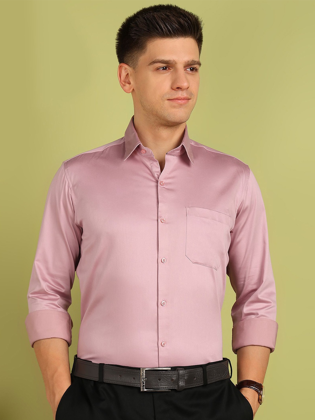 

FUBAR Men Slim Fit Opaque Formal Shirt, Pink
