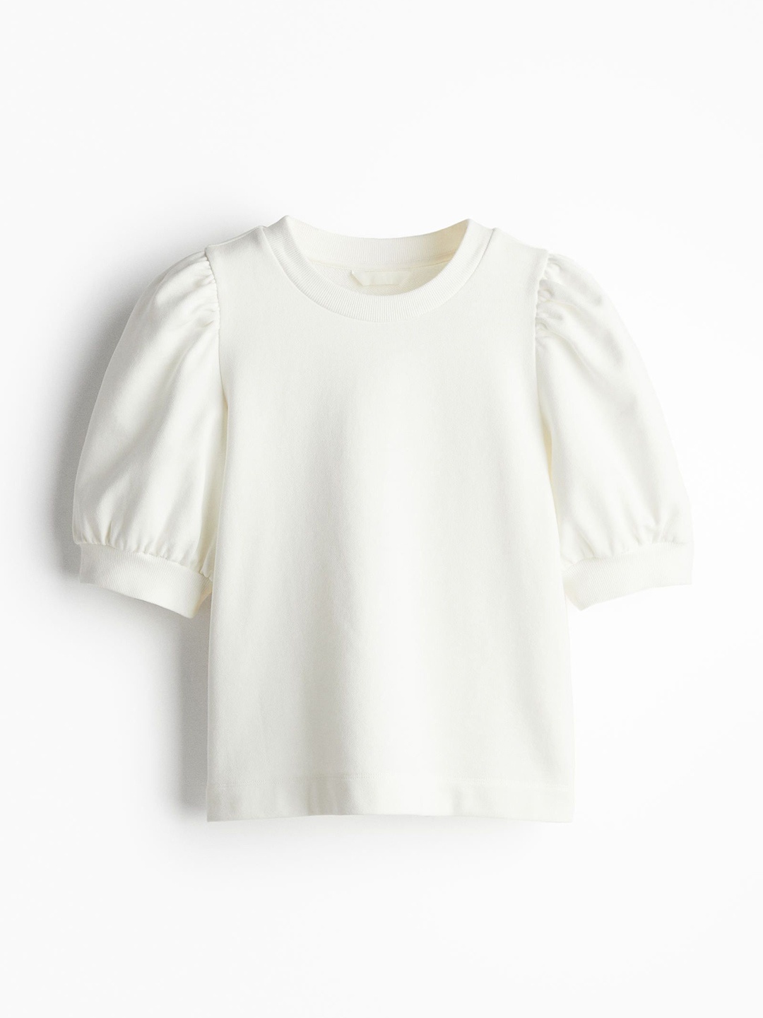 

H&M Pure Cotton Puff-Sleeved Top, White