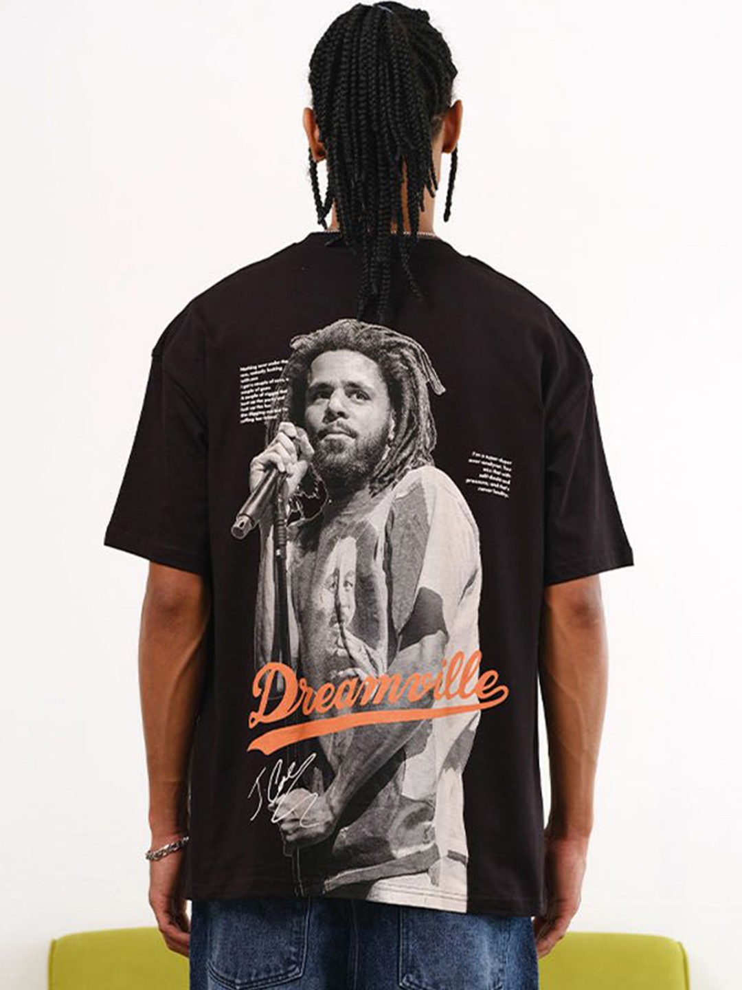 

Bonkers Corner Men Graphic Printed Round Neck Cotton Oversized T-shirt, Black