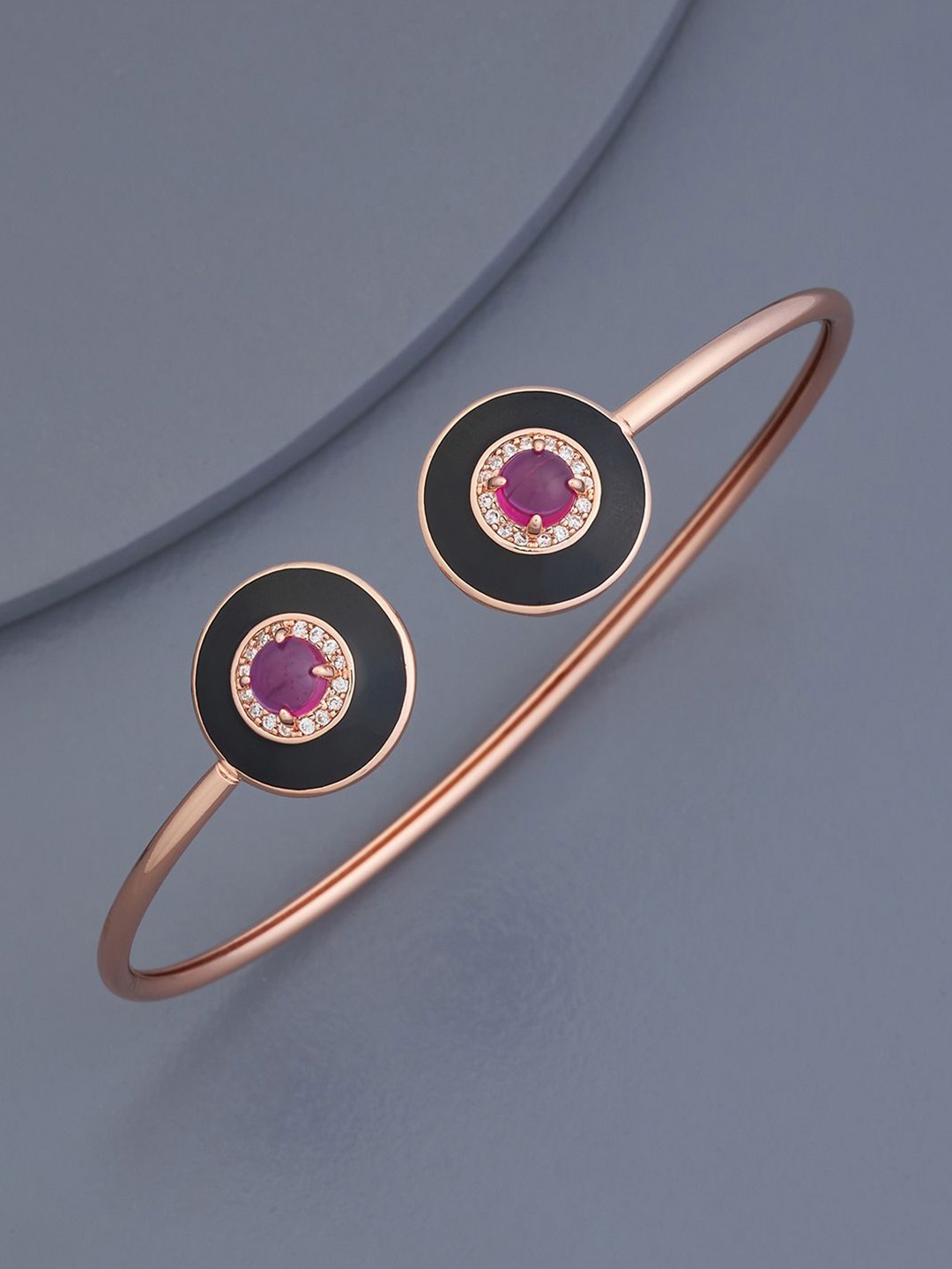 

Kushal's Fashion Jewellery Rose Gold Plated Cubic Zirconia Cuff Bracelet