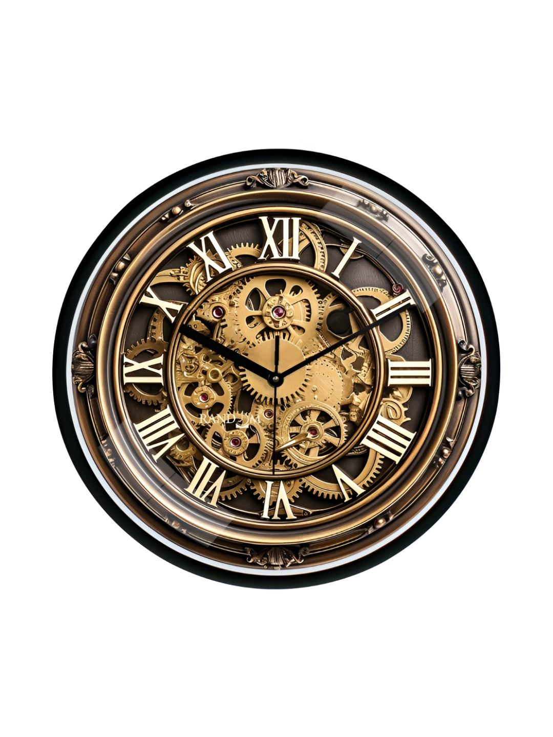 

RANDOM Gold Toned & White Printed Contemporary Round Wall Clock