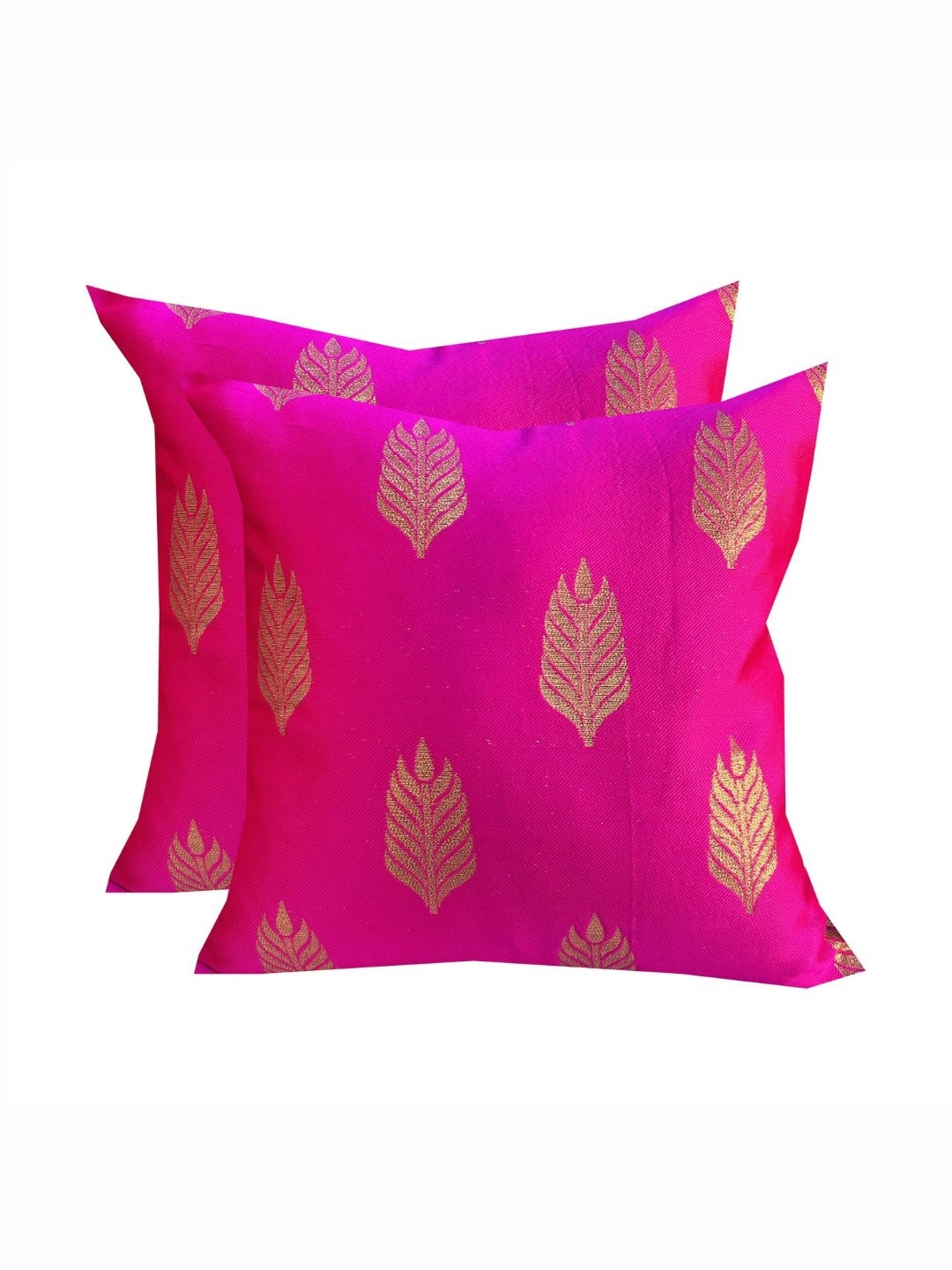 

Pink Parrot Pink & Gold Toned 2 Pieces Ethnic Motifs Printed Square Cushion Covers