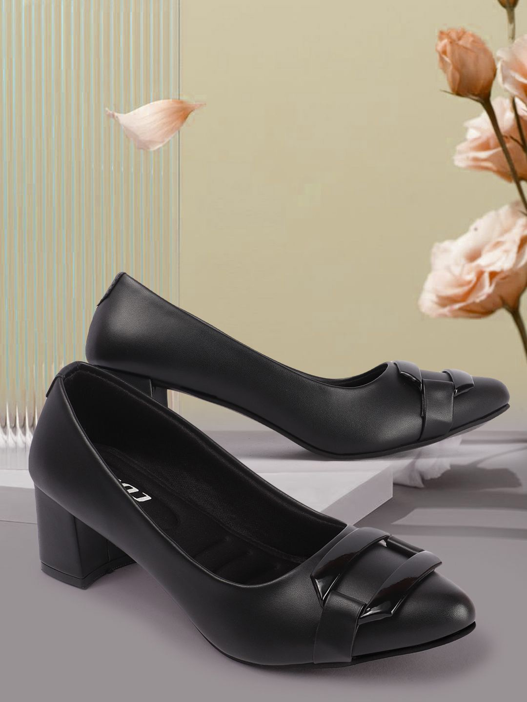 

Colo Women Block Heels Pumps with Buckles, Black