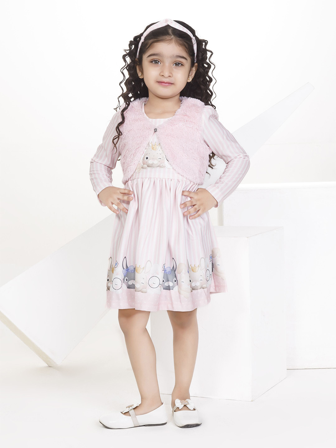 

Peppermint Girls Printed A-Line Dress, Pink