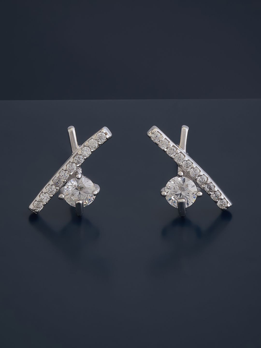 

Kushal's Fashion Jewellery 92.5 Pure Silver Gold-Plated CZ Studded Classic Studs Earrings