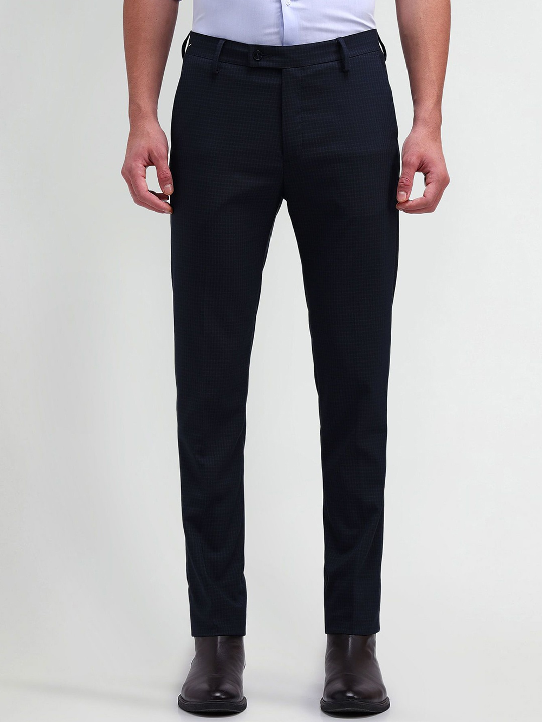 

Arrow Men Printed Urban Slim Slim Fit Trousers, Navy blue