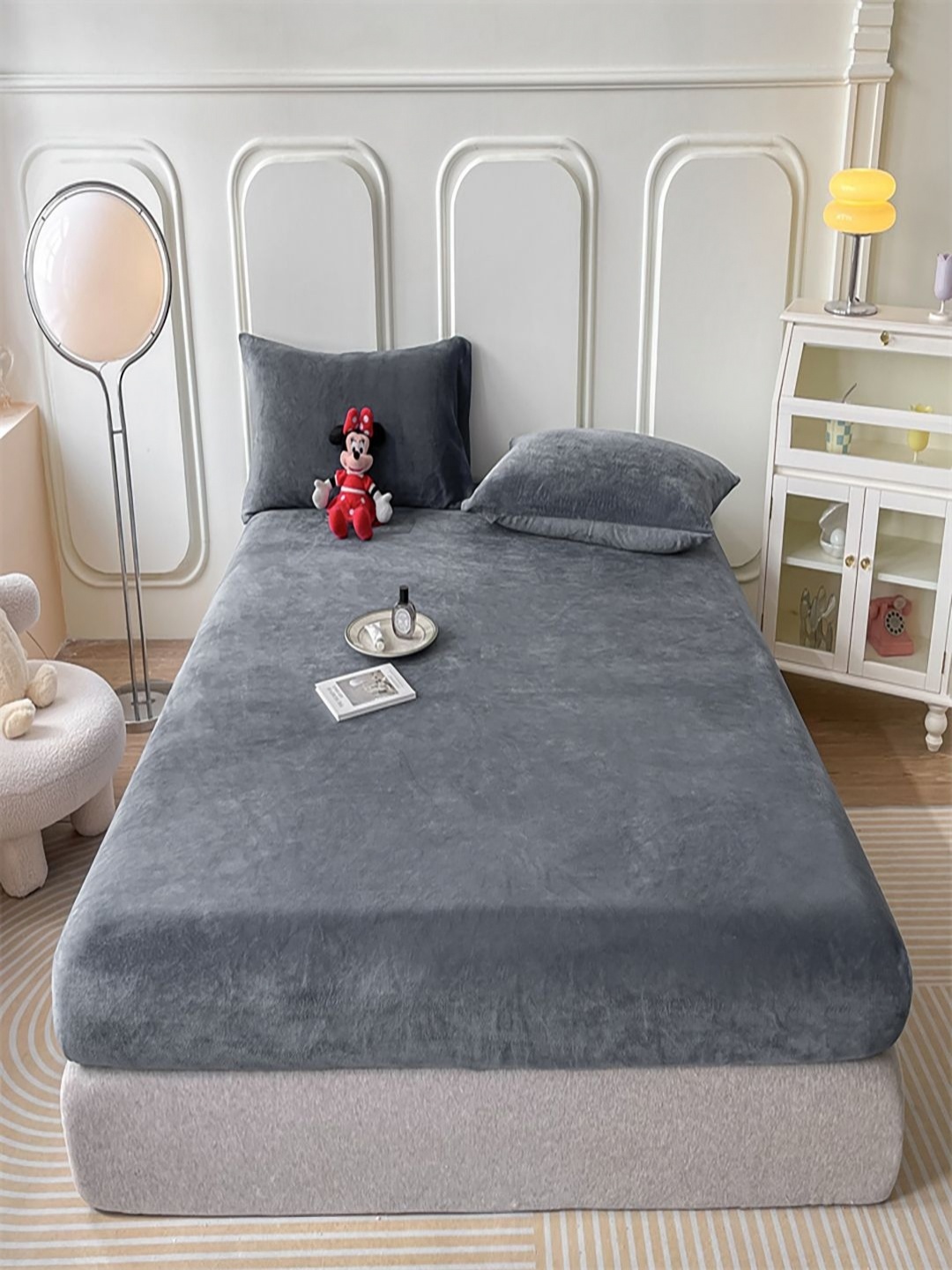 

JC HOME Grey 160 TC Fitted King Bedsheet with 2 Pillow Covers