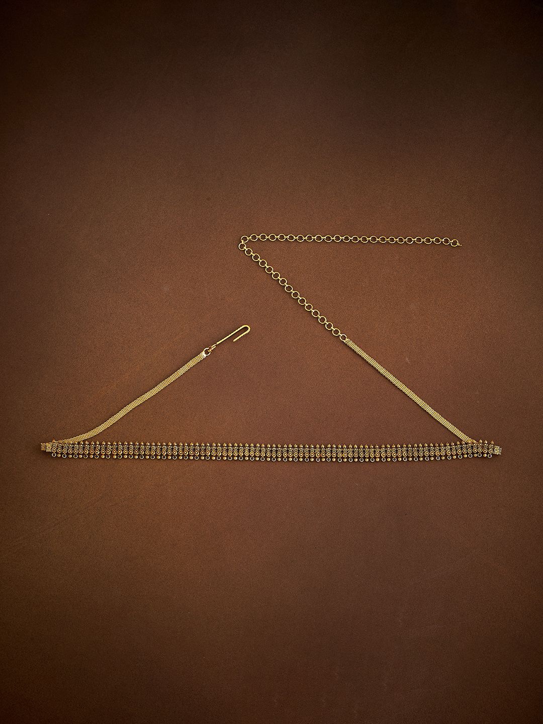 

Kushal's Fashion Jewellery Gold-Plated Ruby Studded Antique Waist Chain