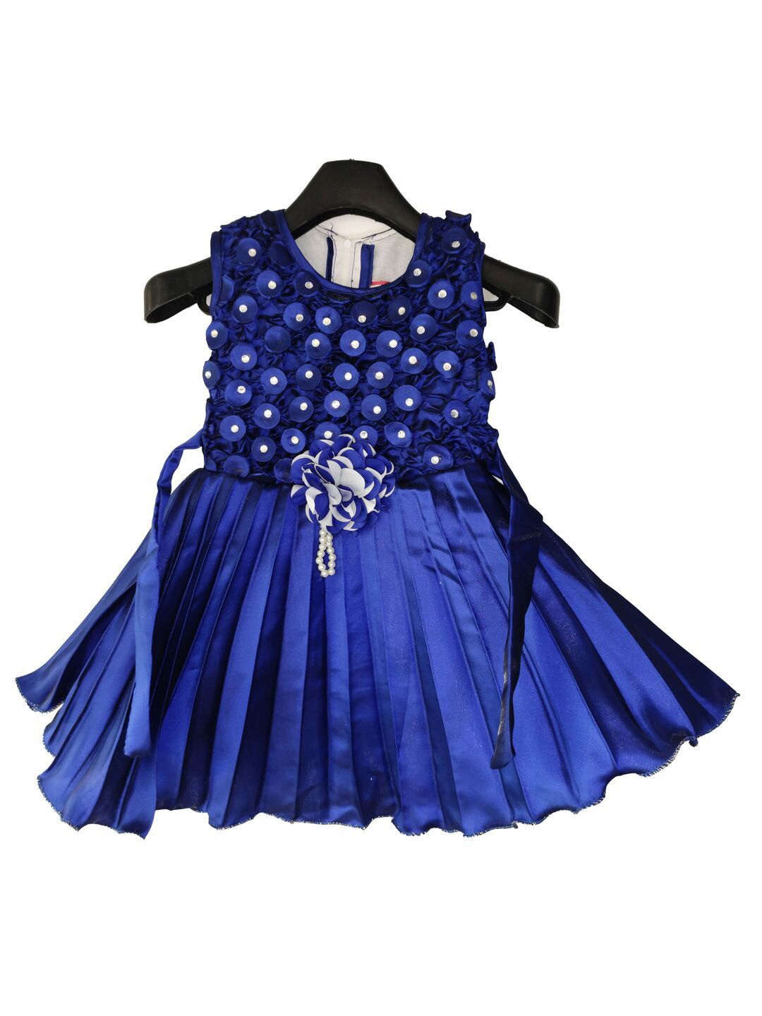 

BAESD Kids-Girls Solid Applique Fit & Flare Dress, Blue