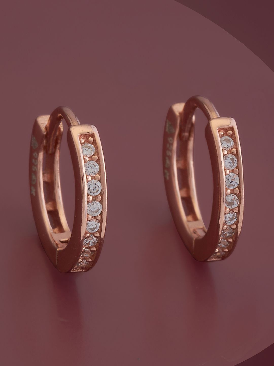 

Kushal's Fashion Jewellery 92.5 Pure Silver Gold-Plated Cubic Zirconia Hoop Earrings