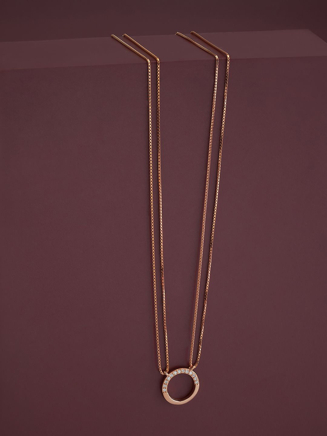 

Kushal's Fashion Jewellery Sterling Silver Cubic Zirconia Rose Gold-Plated Necklace