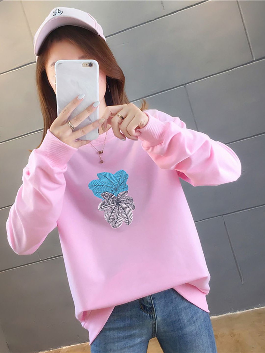 

StyleCast x Revolte Floral Printed Cotton Longline Sweatshirt, Pink