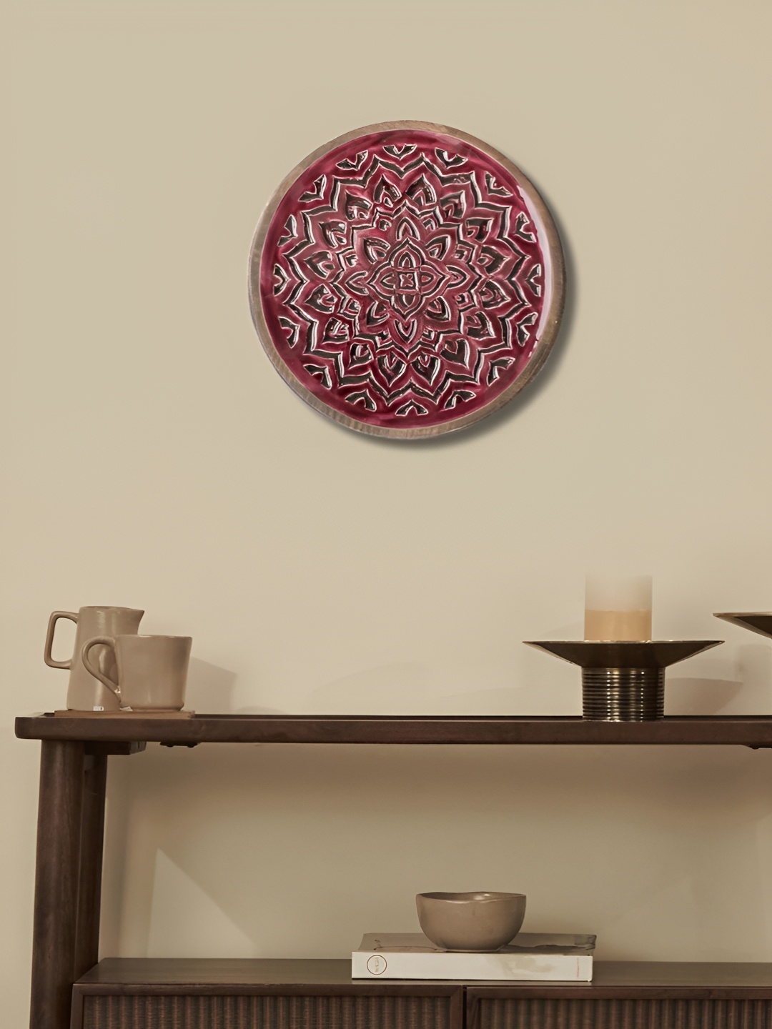 

Fabindia Purple Textured Wooden Wall Plate