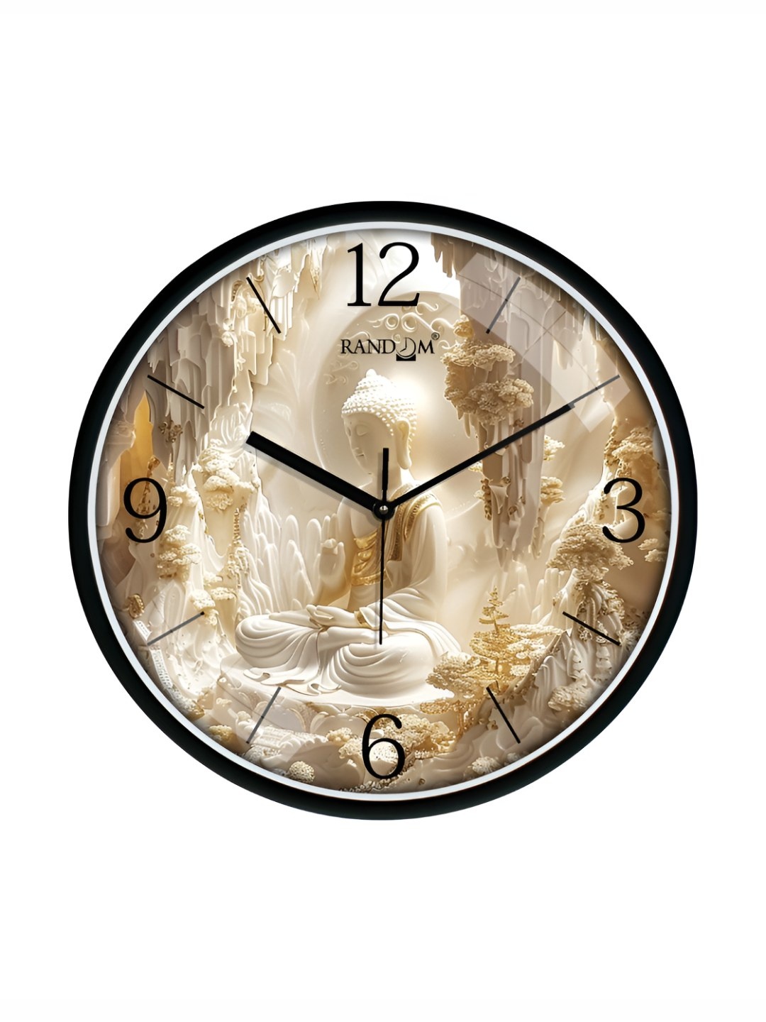 

RANDOM Printed Round Shaped Sweep Silent Movement Contemporary Wall Clock, Black