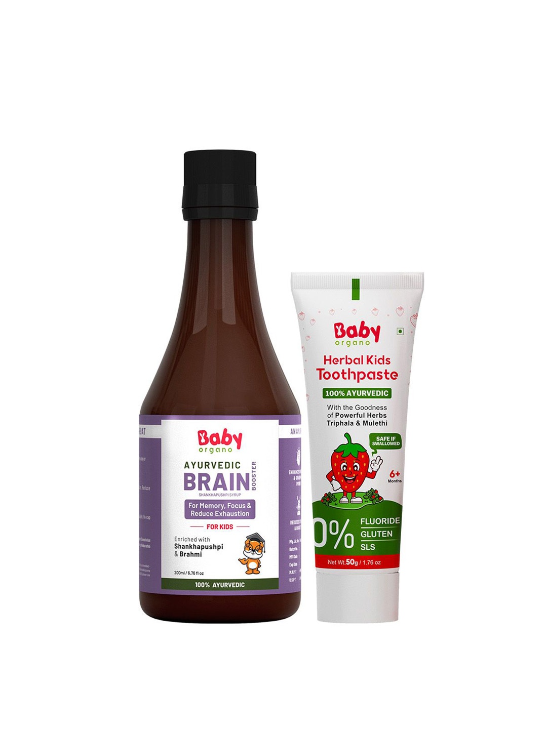 

BABYORGANO Herbal Kids Toothpaste & Ayurvedic Brain Booster-200ml, Green