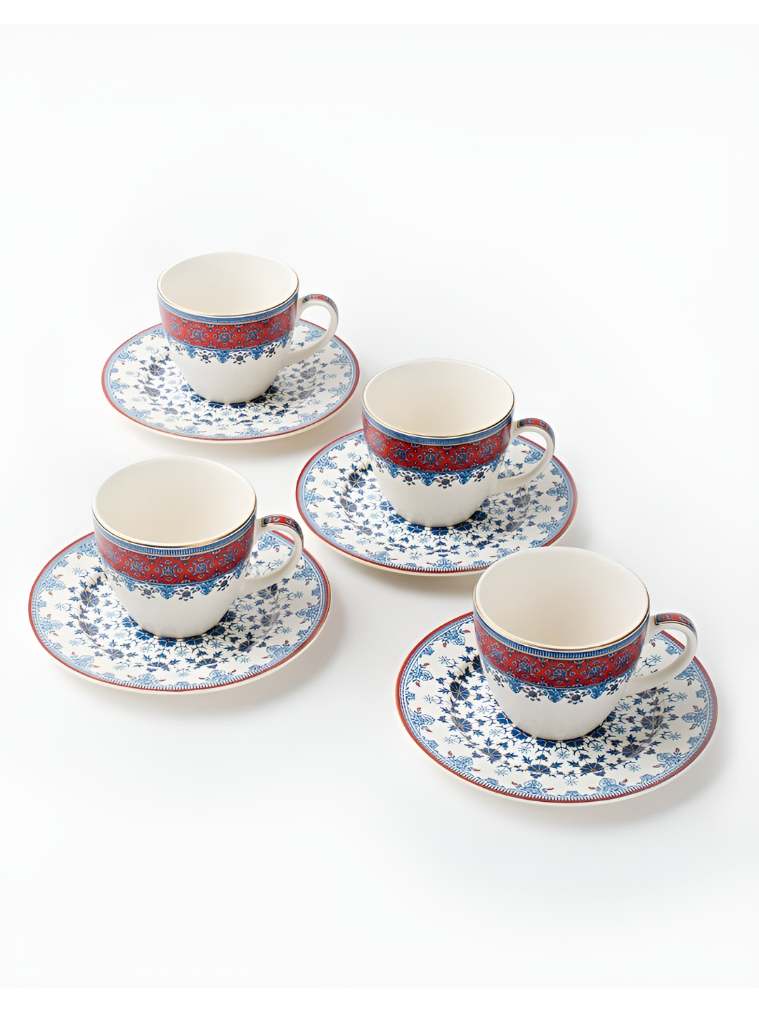 

Fabindia Falak White & Blue 8 Pieces Printed Glossy Ceramic Cups And Saucers