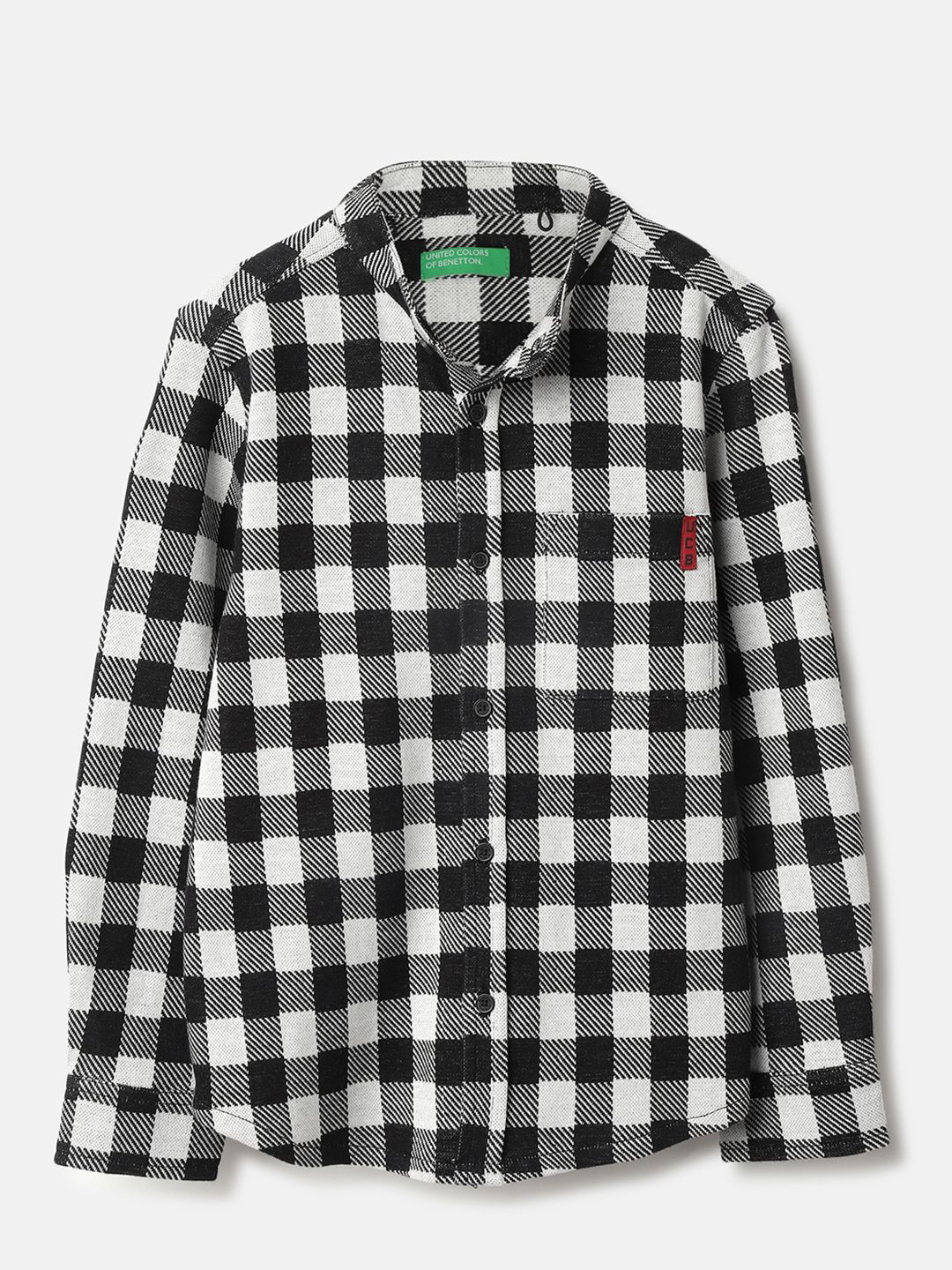 

United Colors of Benetton Boys Classic Hood Buffalo Checked Cotton Casual Shirt, Black