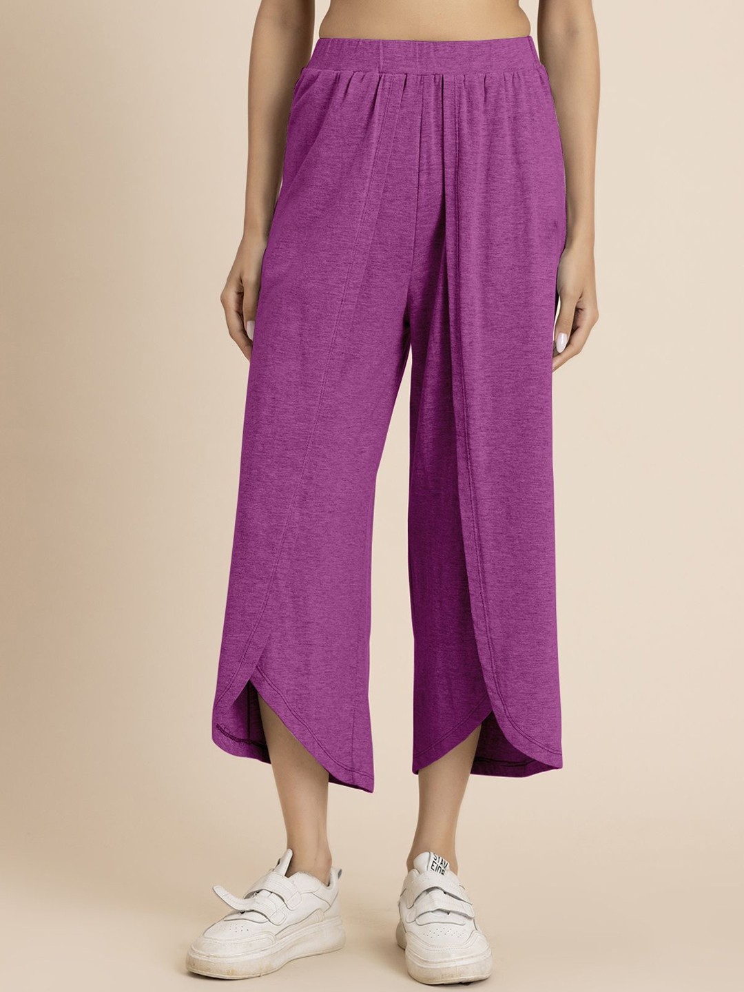 

Moomaya Women Loose Fit High-Rise Parallel Trousers, Magenta