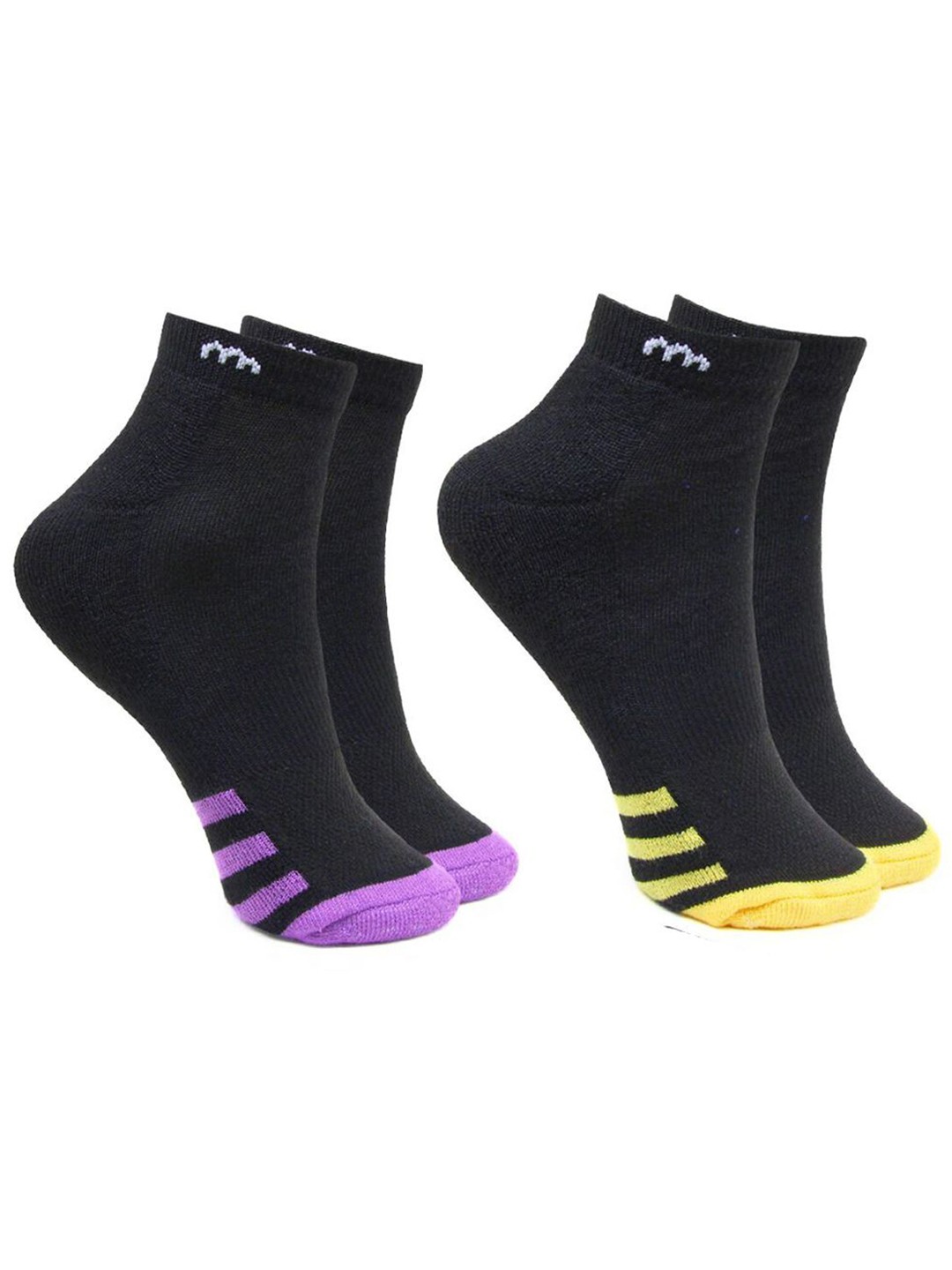 

BAESD Women Pack Of 2 Striped Ankle-Length Socks, Yellow