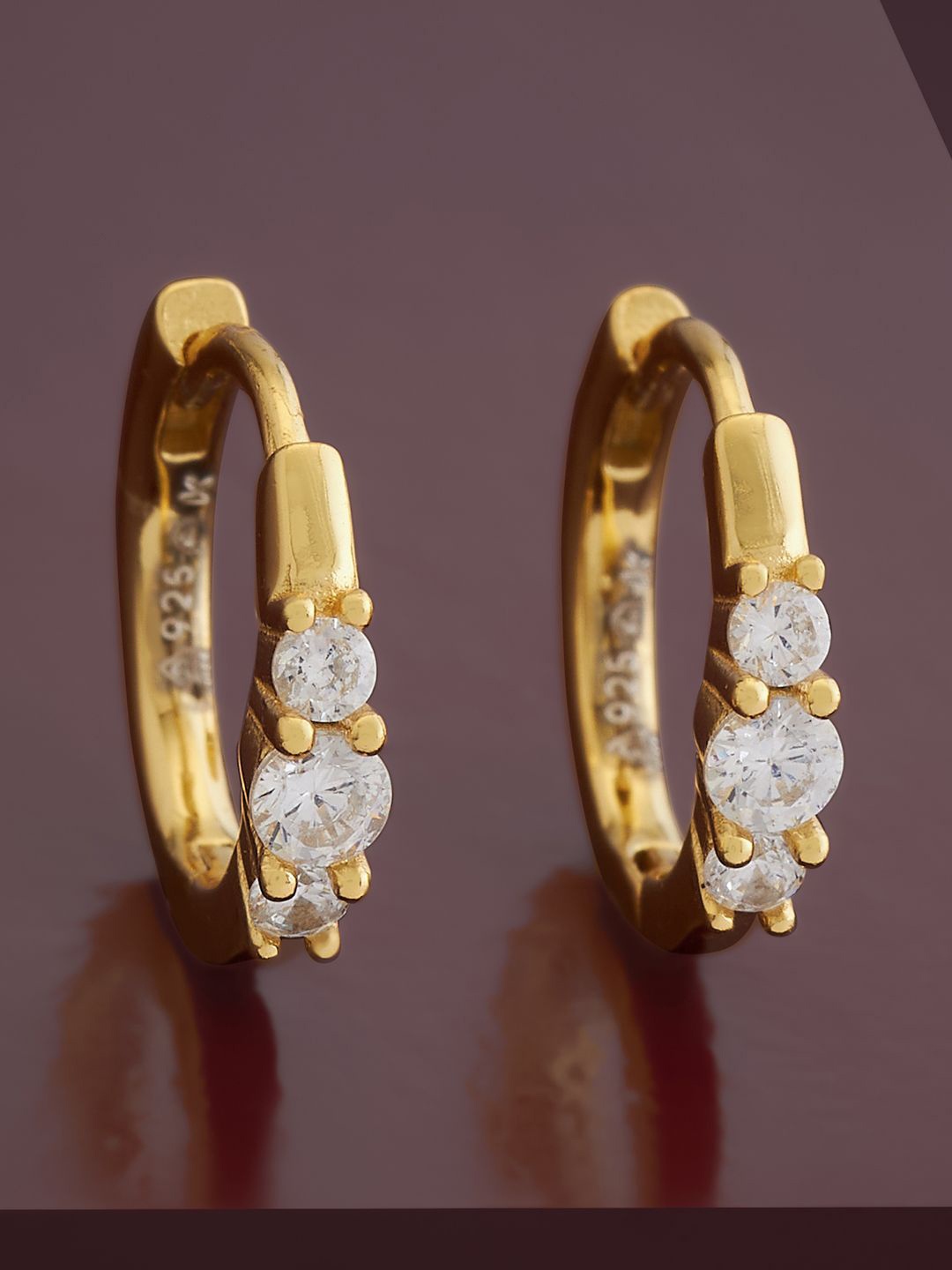 

Kushal's Fashion Jewellery Sterling Silver Cubic Zirconia Gold-Plated Hoop Earrings