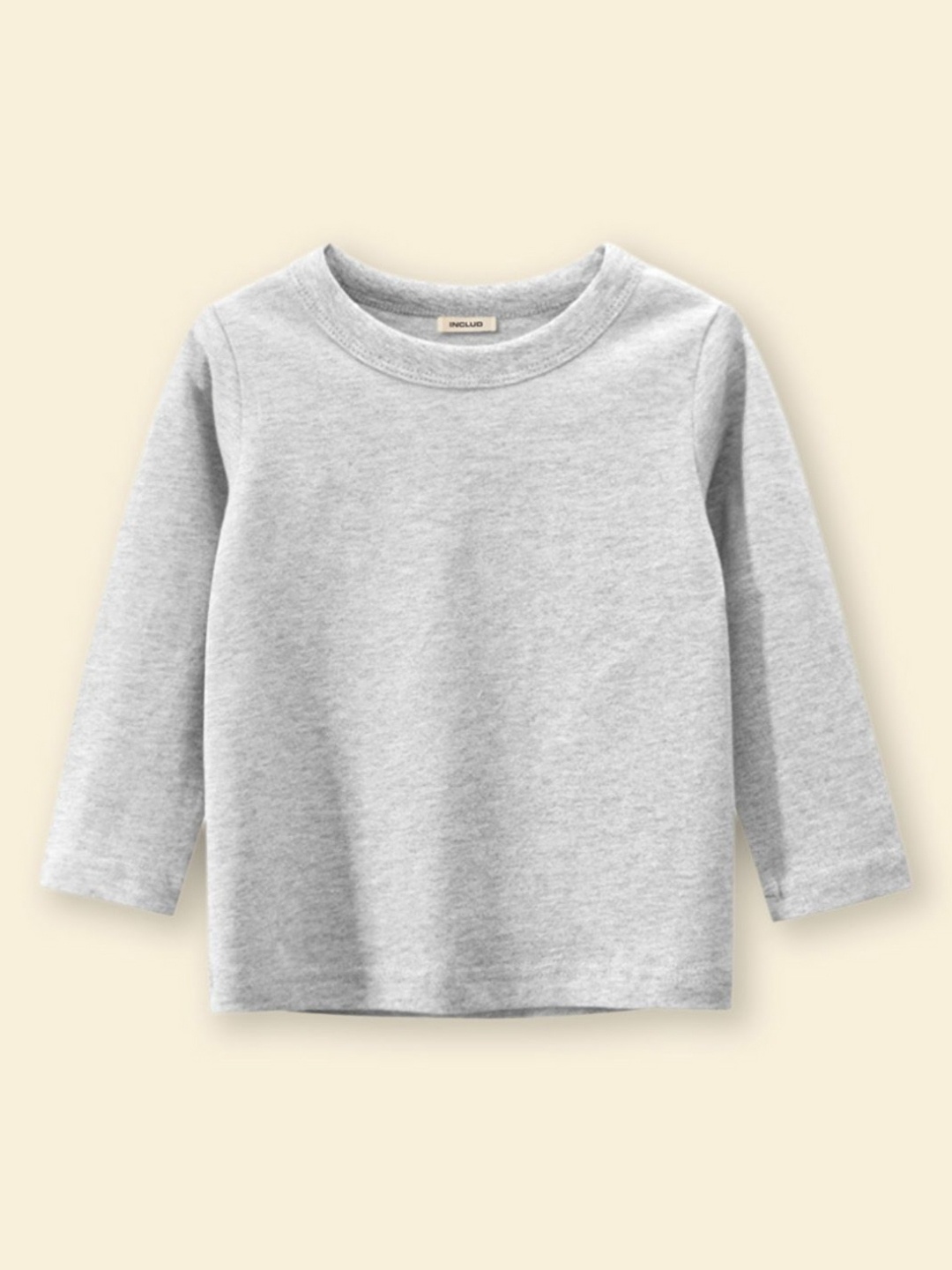 

INCLUD Boys Solid Round Neck Cotton T-shirt, Grey