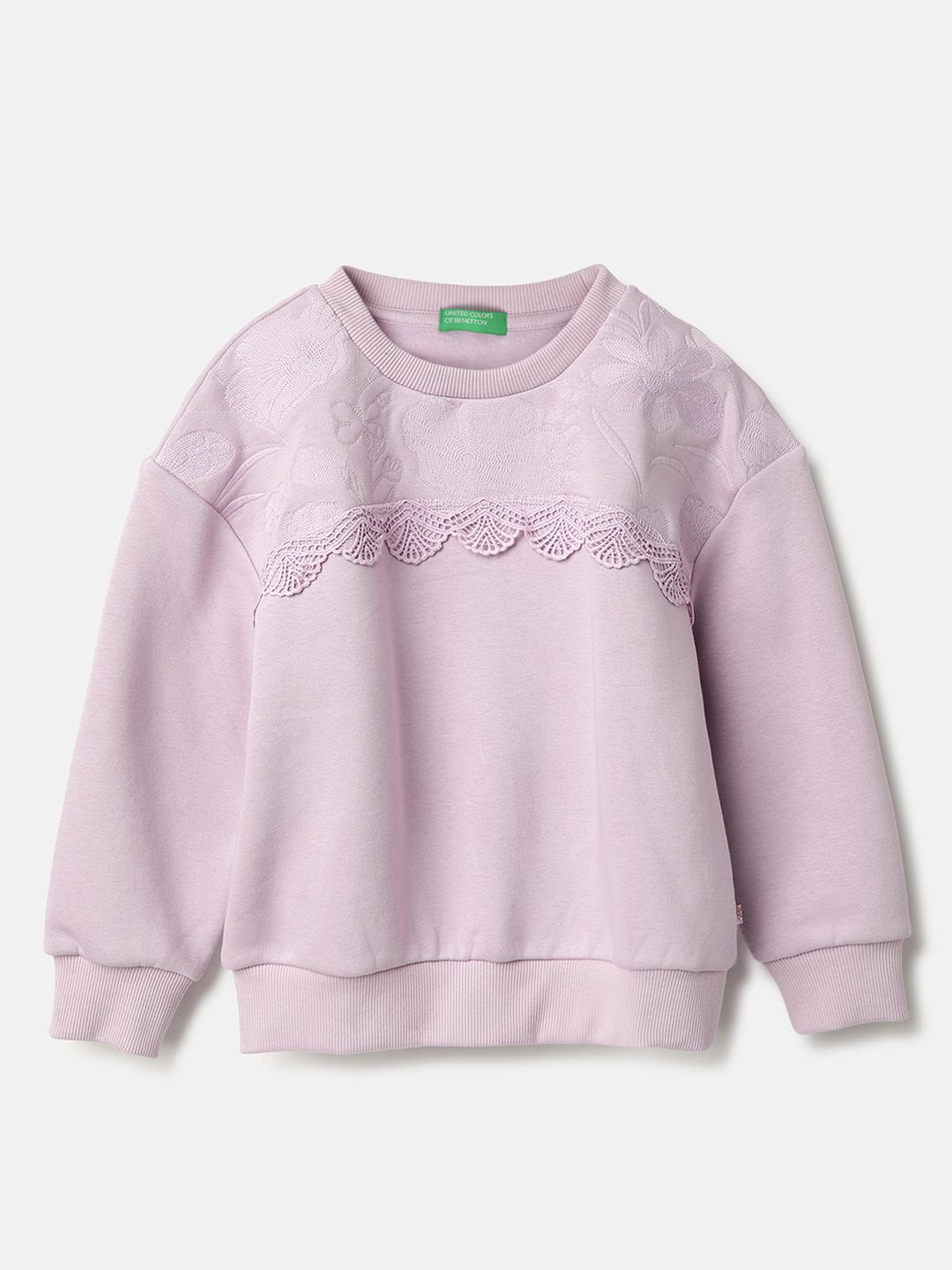 

United Colors of Benetton Girls Embroidered Floral Sweatshirt, Purple
