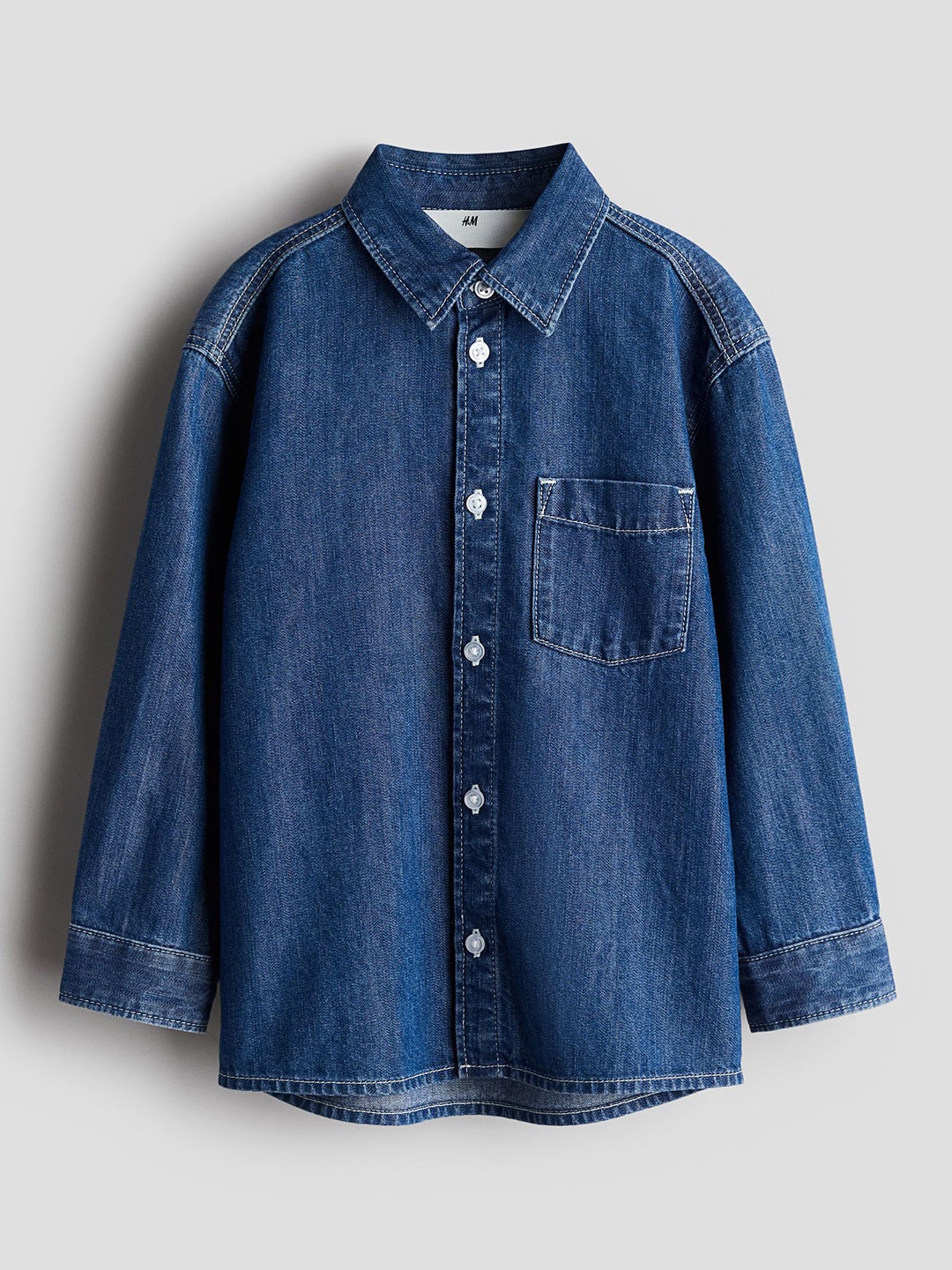 

H&M Boys Drop Shoulder Pure Cotton Shirt, Blue