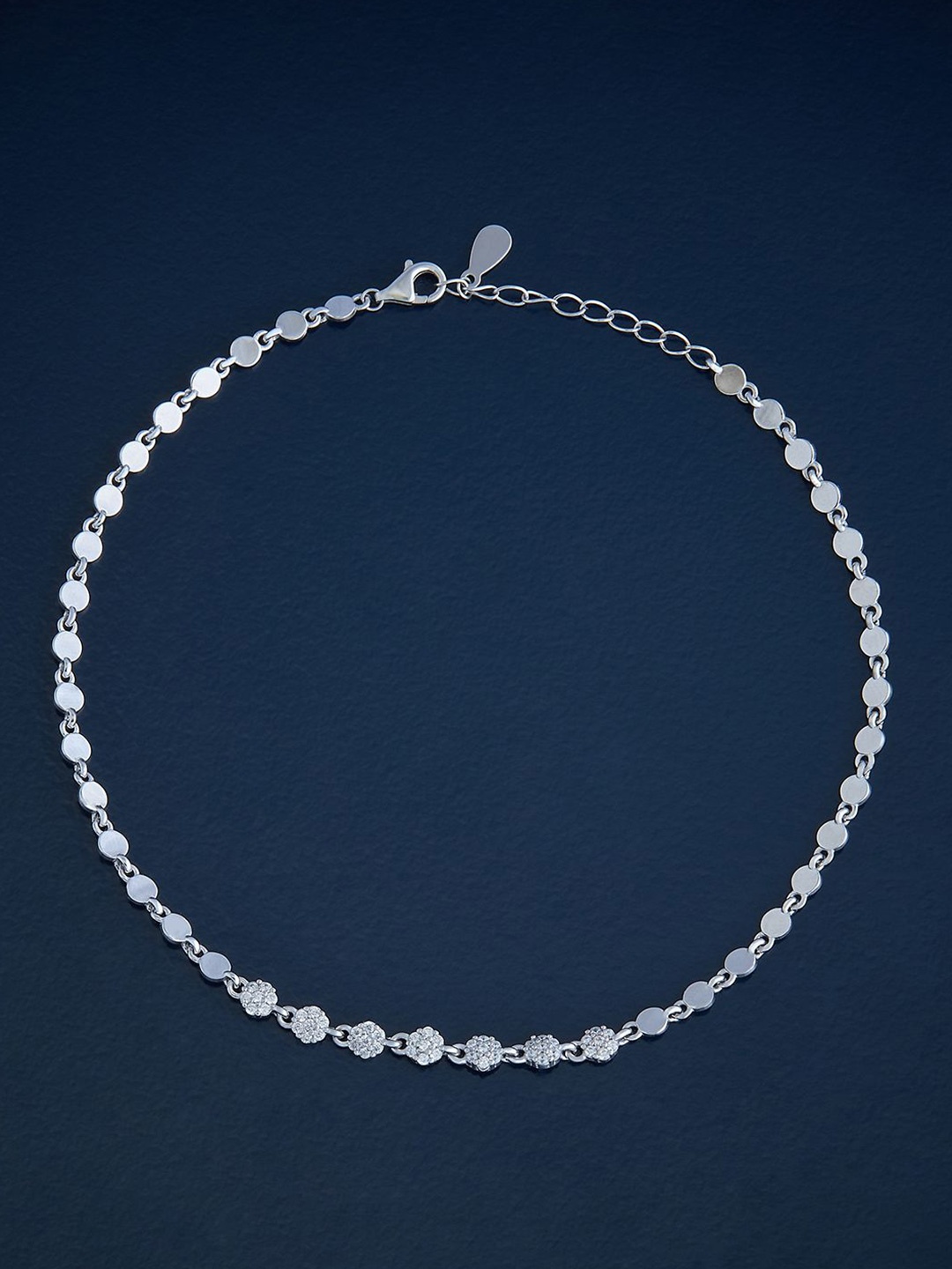 

Kushal's Fashion Jewellery Sterling Silver Artificial Stones Rhodium-Plated Anklet, Gold