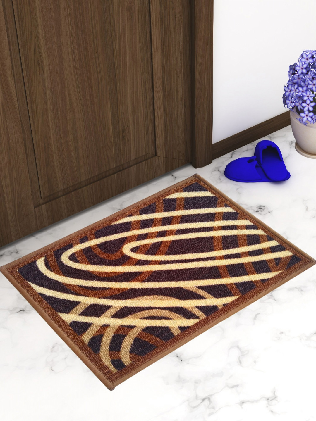 

Aura 2Pcs Brown & Cream Color Anti Slip Printed Doormats