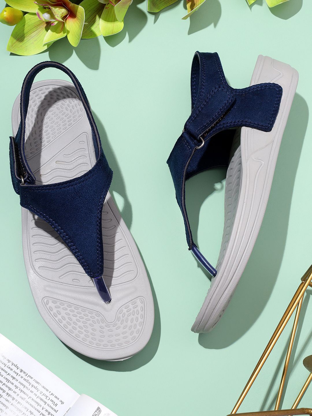 

TRASE Women Open Toe Flats, Blue