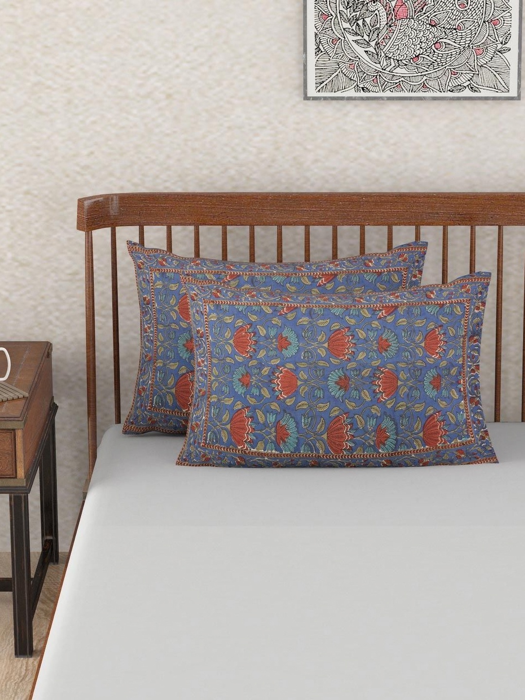 

Fabindia Blue & Rust 2 Pieces Printed Pure Cotton Rectangle Pillow Covers