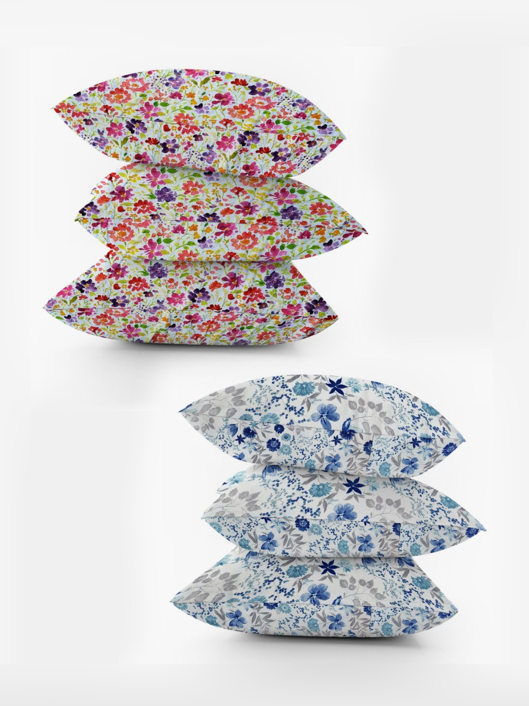 

ANA White & Blue 6 Pieces Self Design Cotton Linen Rectangle Pillow Covers