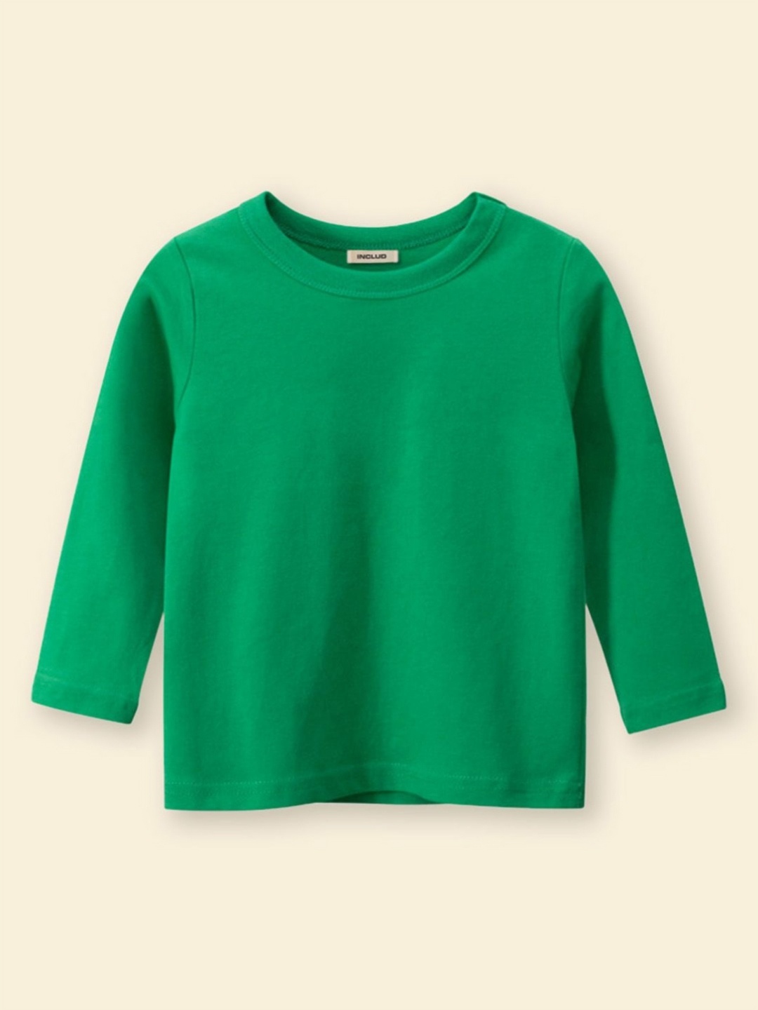 

INCLUD Boys Solid Round Neck Cotton T-shirt, Green