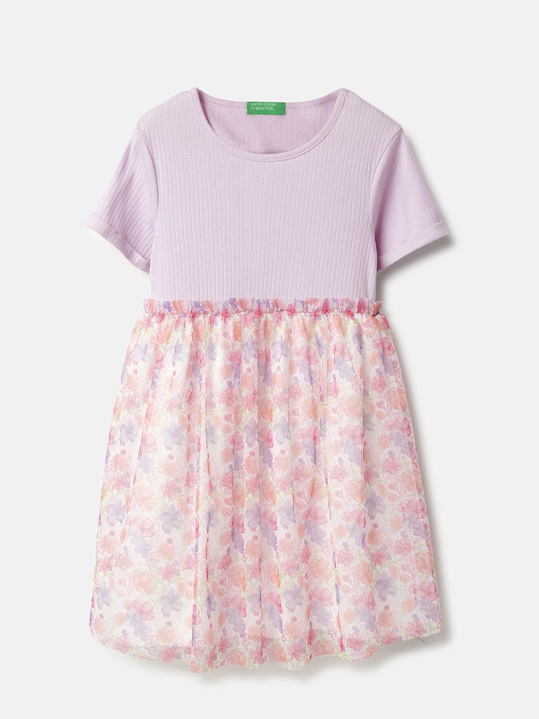 

Girls United Colors of Benetton Floral Print Fit & Flare Dress, Lavender