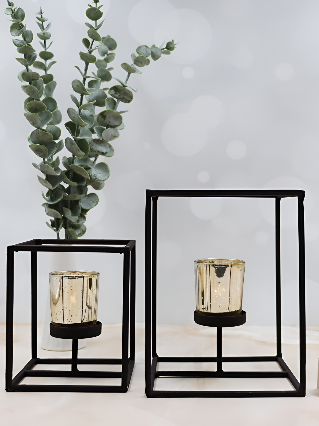 

HOSLEY Black 2 Pieces Metal Candle Holder