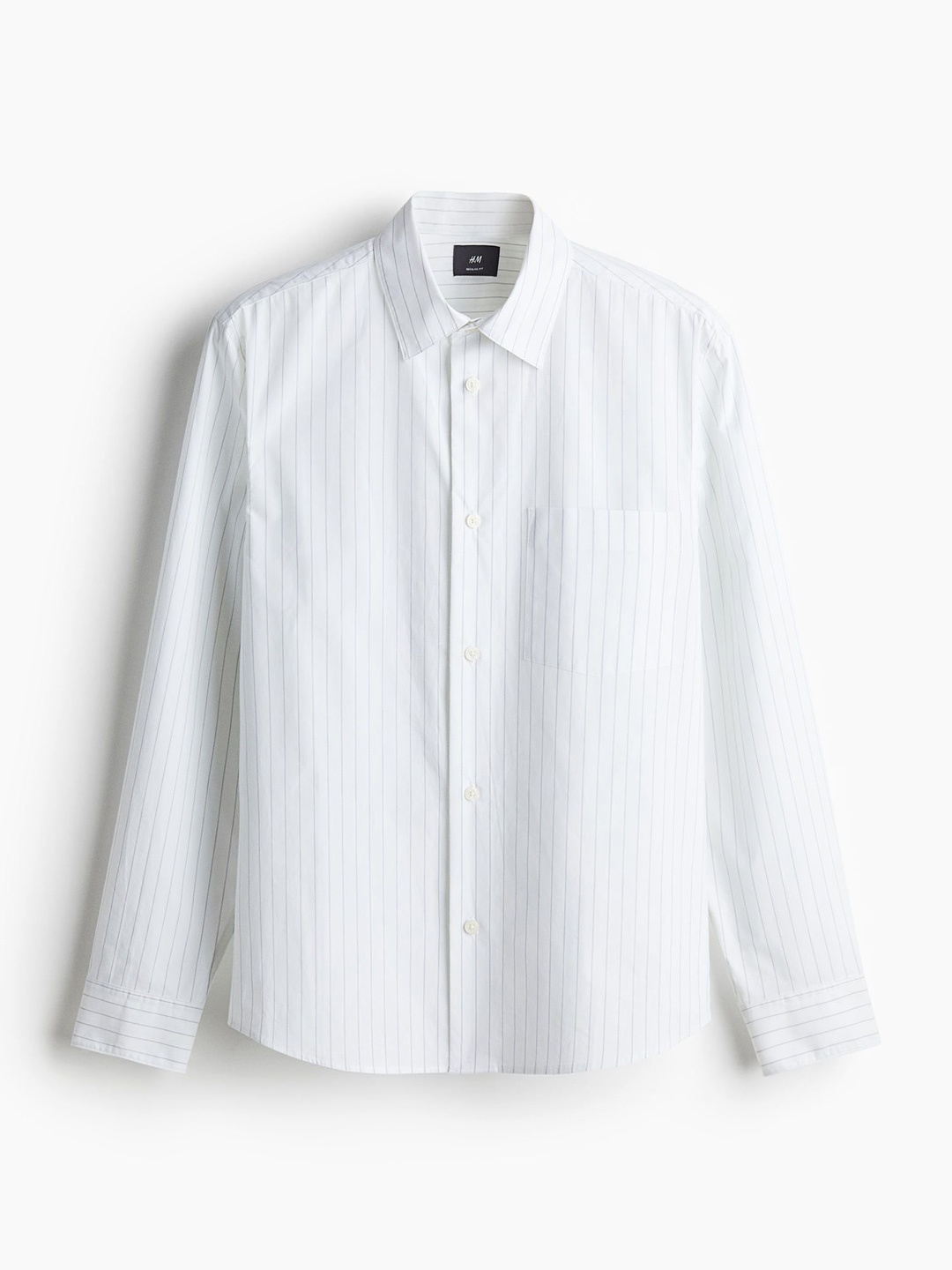 

H&M Men Striped Pure Cotton Shirt, White